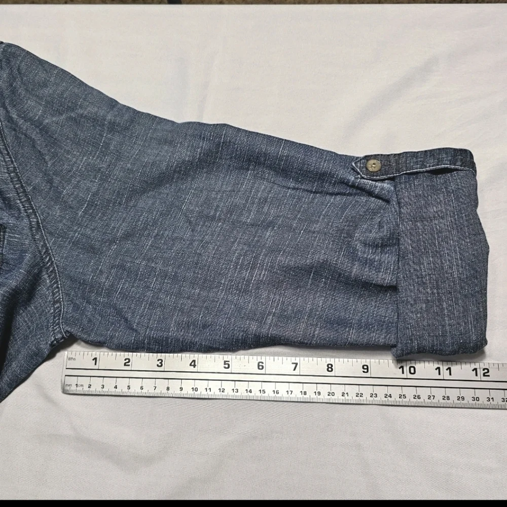 J Jill Large Longsleeve Button Frontt  Roll Tab Chambray   Denim Shirt Dress - Picture 11 of 14